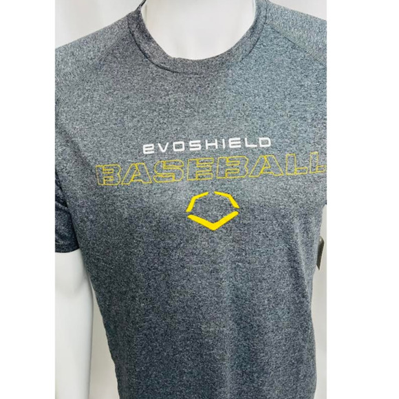 NWT! EvoShield Men's Ecomm Tech Baseball T-Shirt Blk/Gry Heather XL - Picture 5 of 6